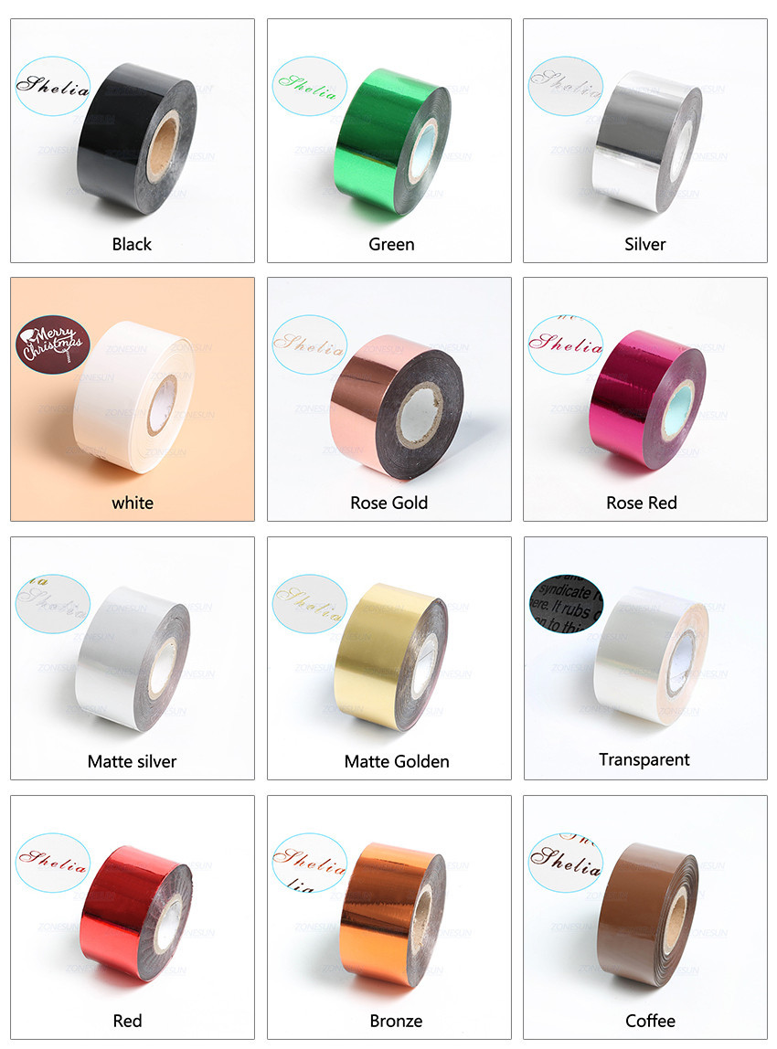 ZONESUN 24-color 3cm Hot Stamping Gold Foil Paper Rolls Heat Transfer ...