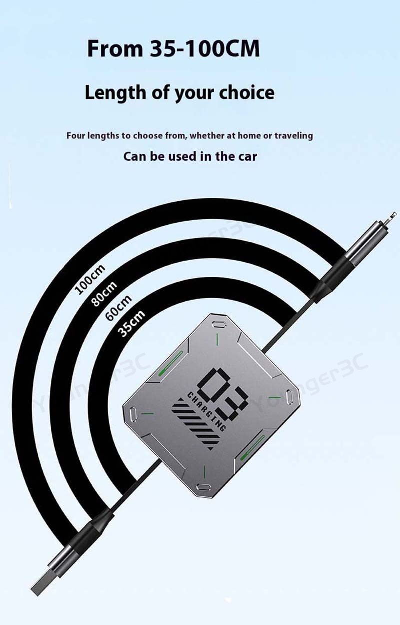 Mech 65W Super Fast Charging Cable,2 In 2 Telescopic Charger Cord,TPE ...