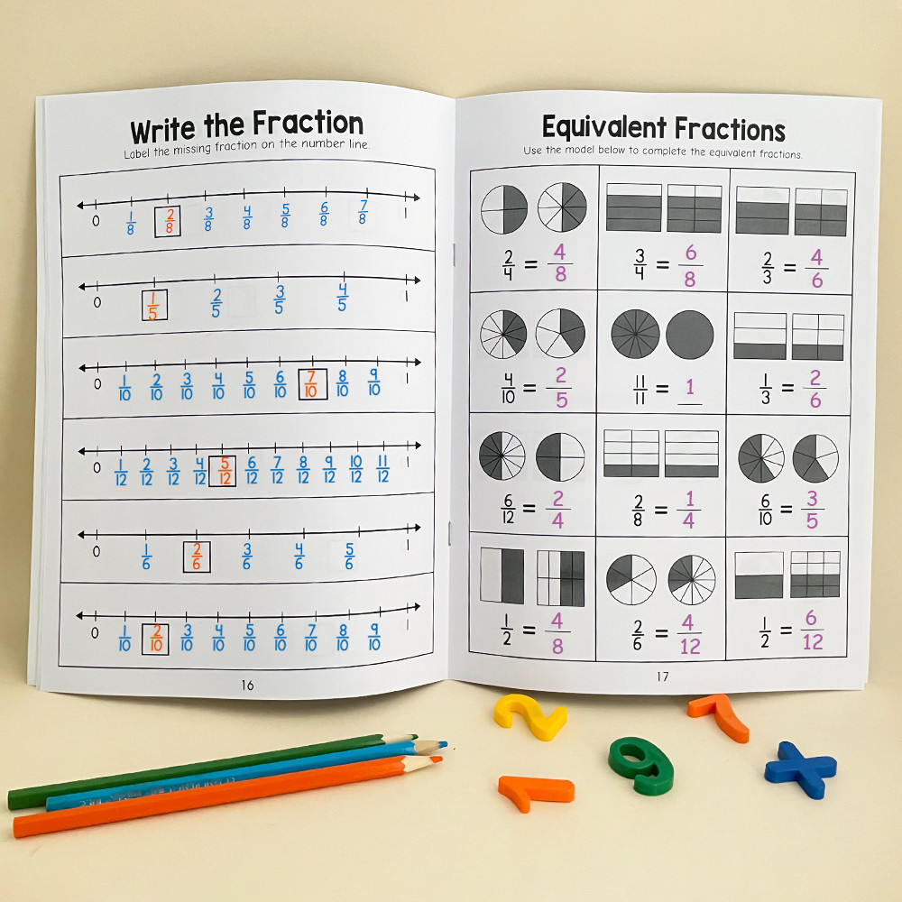 32 Pages Fractions Workbook for Kids Learning Basic Fraction Math ...