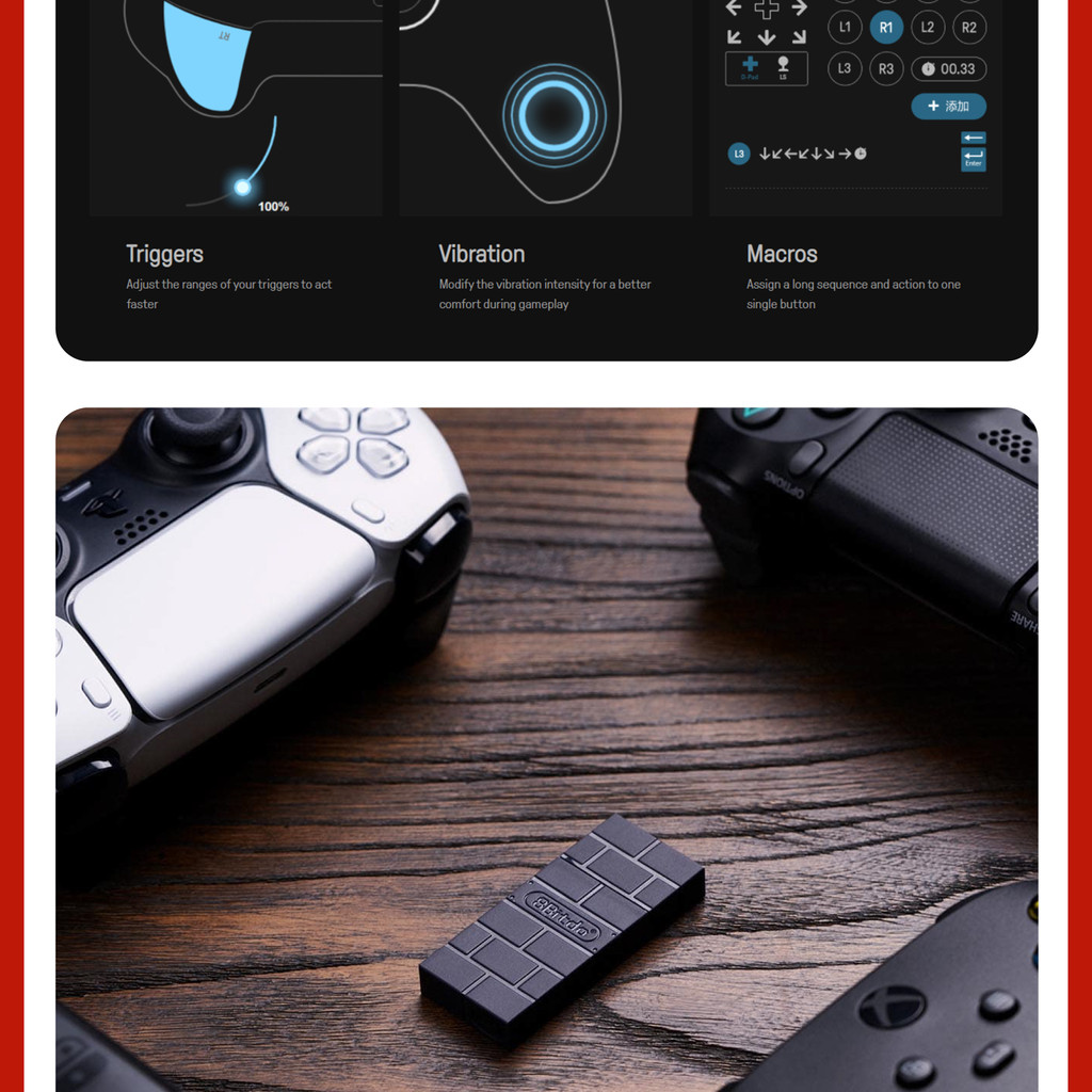 8BitDo USB Wireless Adapter 2 PS4 PS5 XBOX Series Switch Pro Controller ...