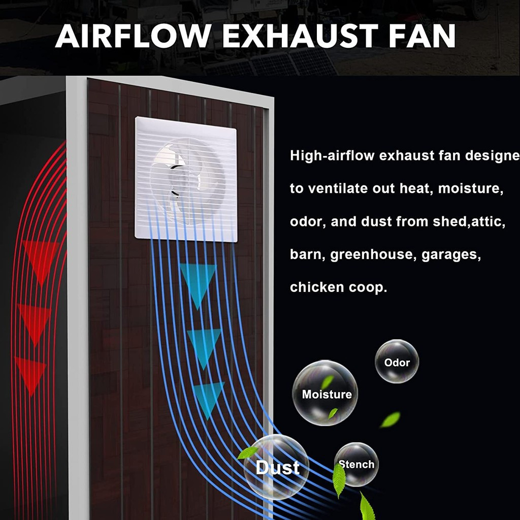 DC Solar Air Fan Mini Powered Exhaust Fan, 12V With Solar Panel, 4 Inch ...