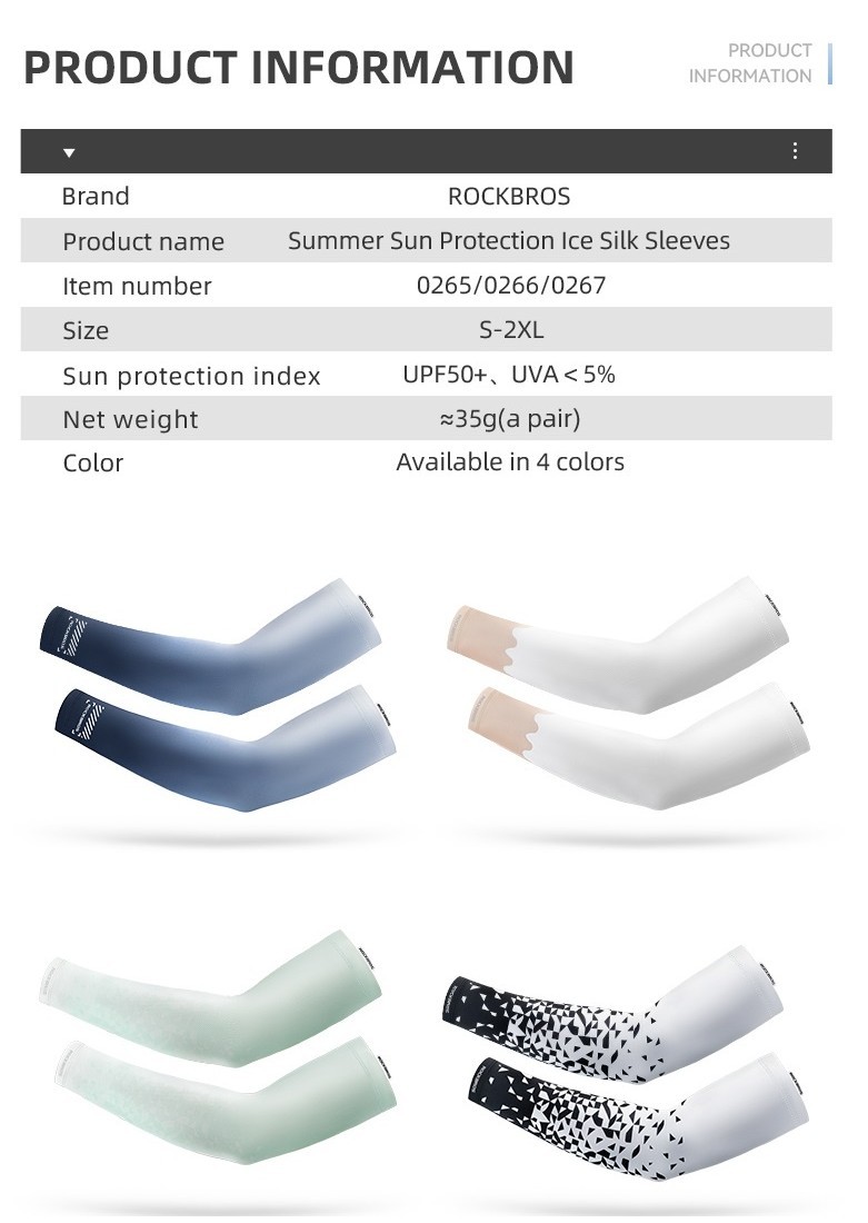 ROCKBROS Arm Sleeve Colorful Bike UV Protection Sleeves Riding Running ...