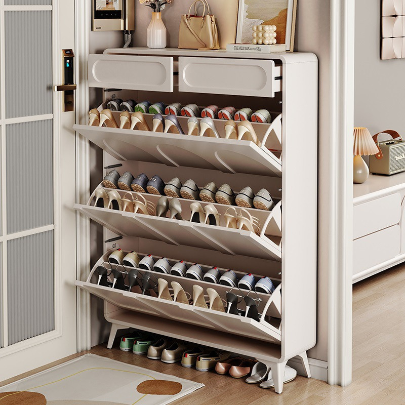 Ultra-thin Cream Style With Flip Bucket At Home New Entrance Cabinet ...