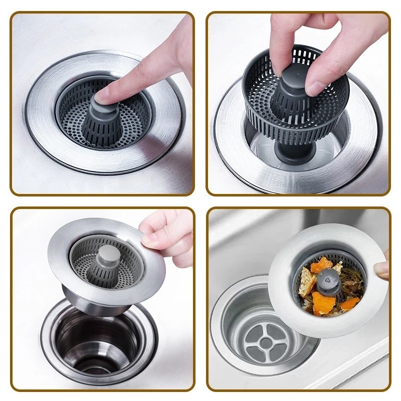 Kitchen Sink Strainer Anti-Clogging Spring Launching Drain Strainer ...