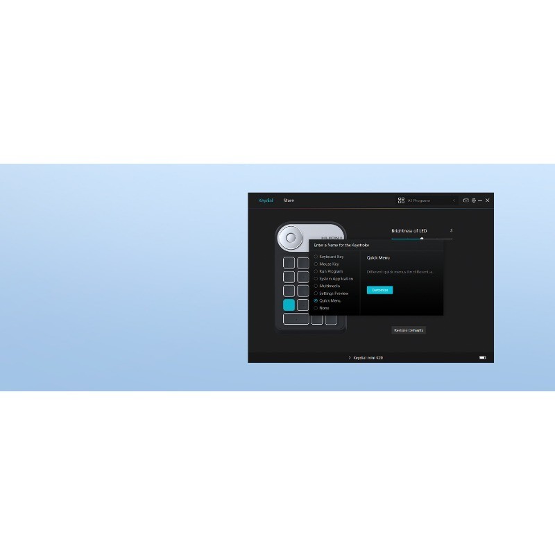 HUION K20 Keydial Mini Bluetooth Programmable Keypad with Dial 5 Keys ...