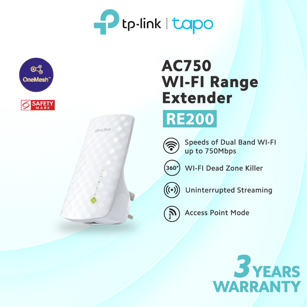 TP-Link Dual Band Wireless Wi-Fi Range Extender/ Router Booster RE200 ...