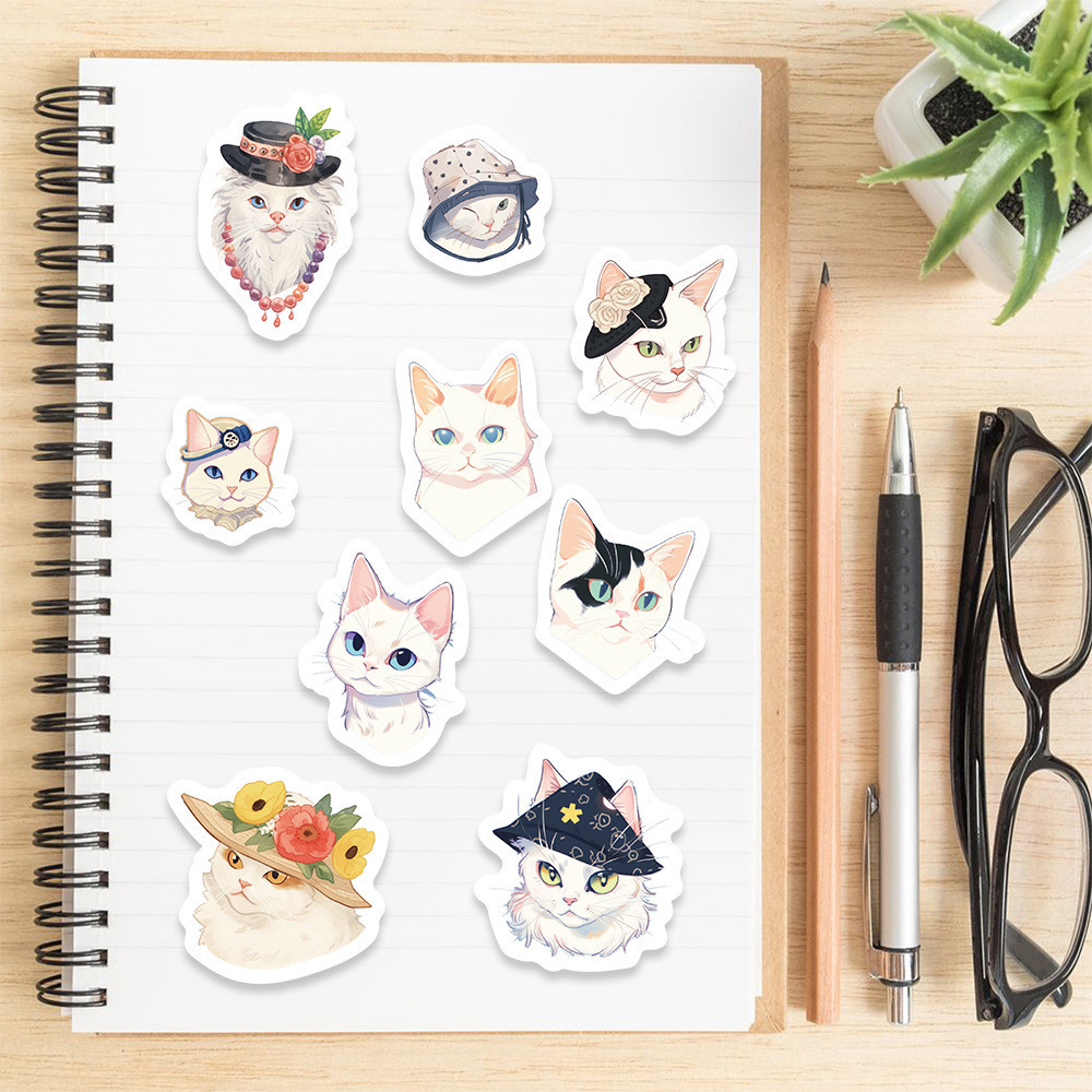 8Sheets Original Cute Cats Emoticons Waterproof Stickers for Helmet ...