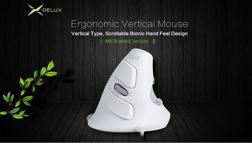DELUX M618XU Silent Wired White Color Vertical Mouse Ergonomic 6 Button ...