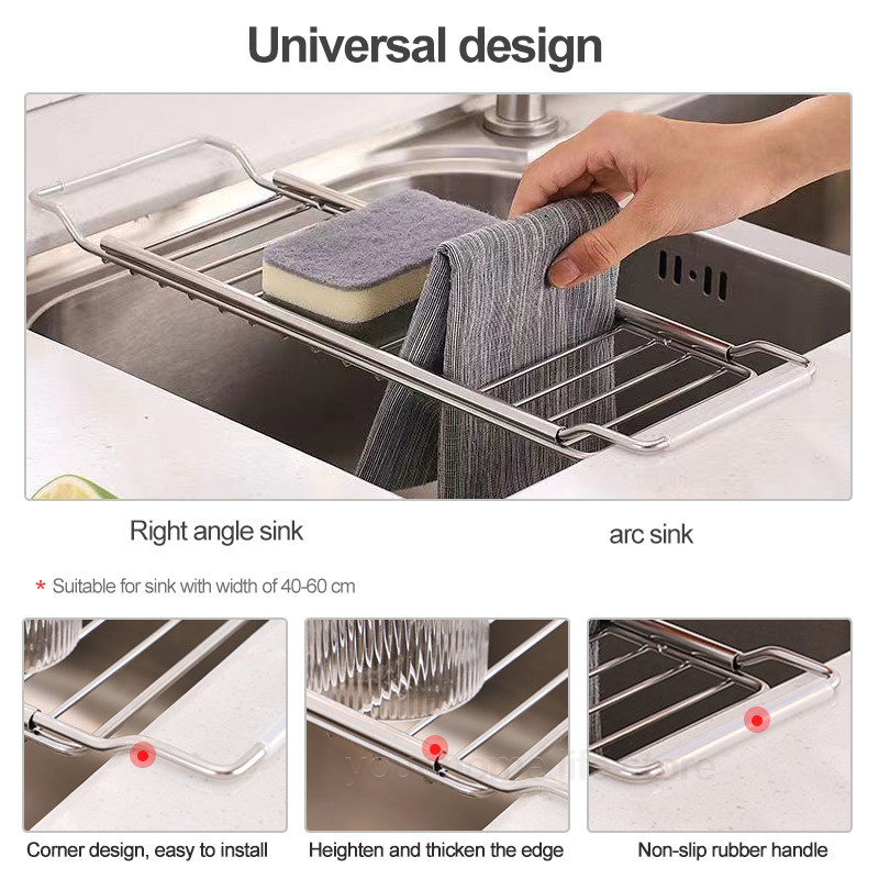 Drain Rack Expandable over the sink,304 Stainless Steel sink Rack,dish ...
