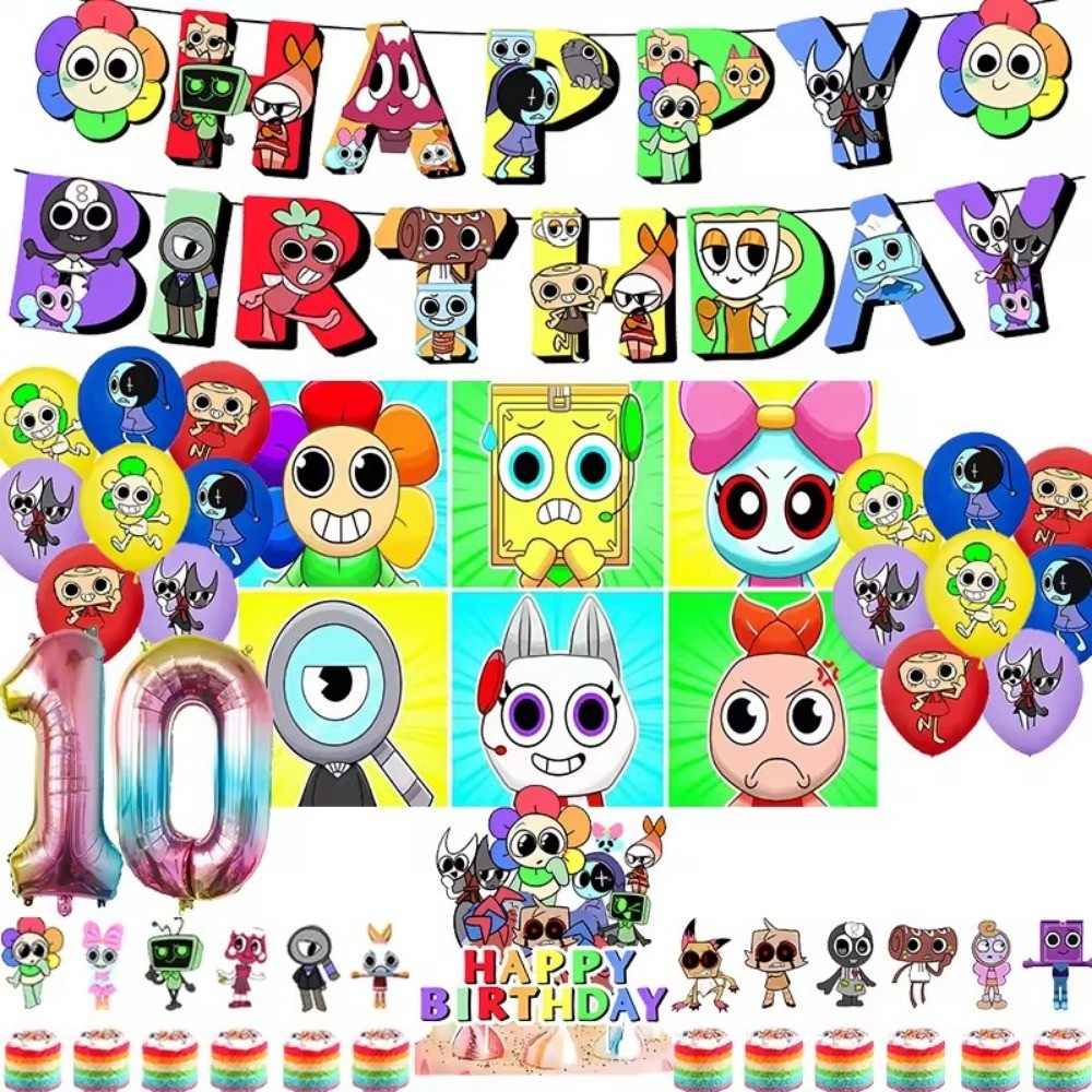 Dandy's World Birthday Decor Game Dandys Balloon Cake Topper Banner ...