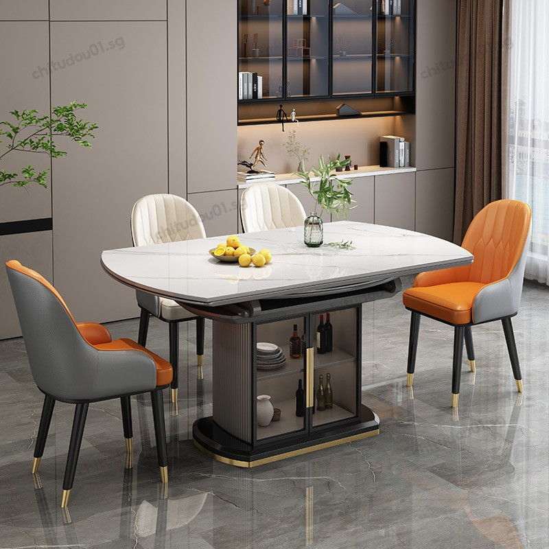 Rock Slab Dining Table Modern Round Table Storage Dining Table ...