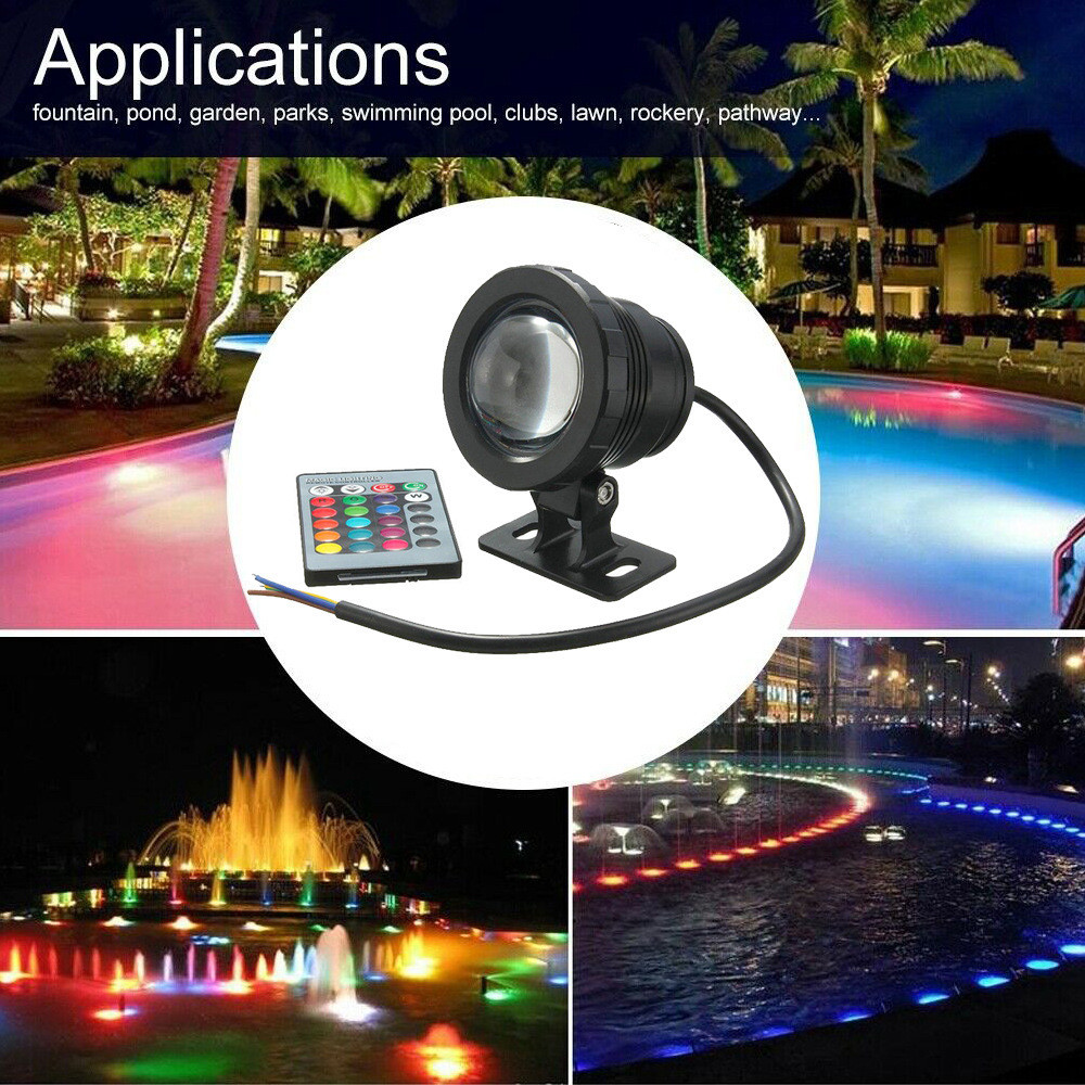 Waterproof RGB LED Flood Light Underwater Fountain Pool Pond Aquarium ...