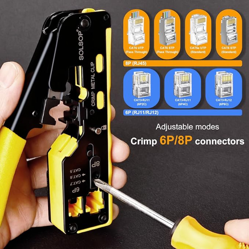 RJ45 Crimp Tool Crystal Head Crim Pliers Network Cable Clamp For CAT6 ...