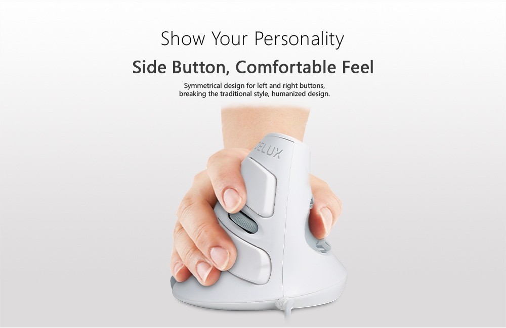DELUX M618XU Silent Wired White Color Vertical Mouse Ergonomic 6 Button ...