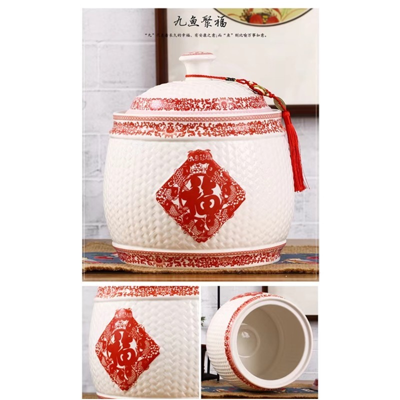 Porcelain Rice Container Pot Multipurpose Storage Box Multifunctional ...