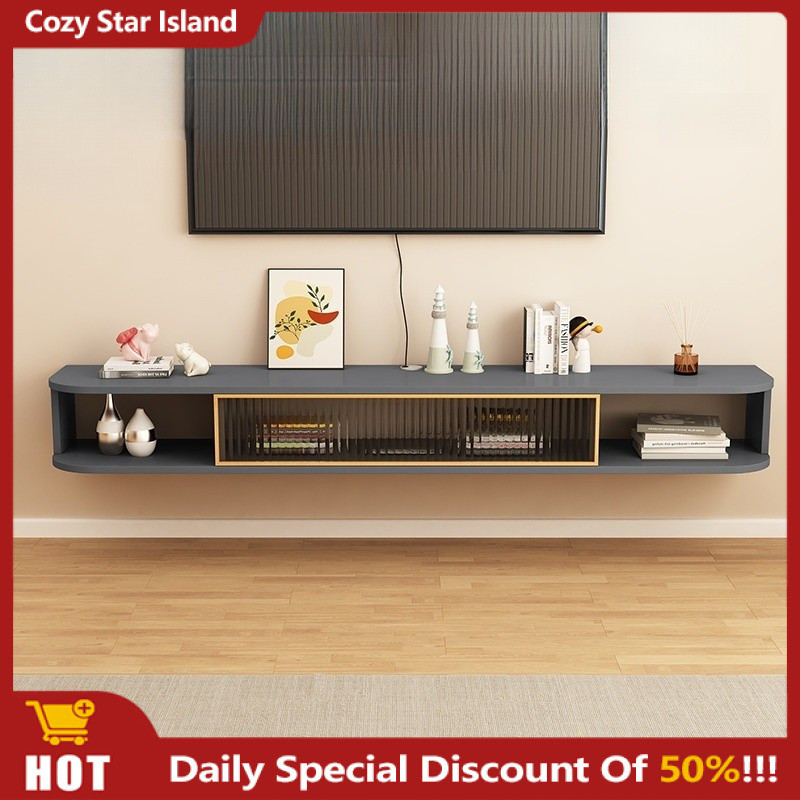 TV Console Storage Rack Floating Suspended TV Cabinet Modern TV Console ...
