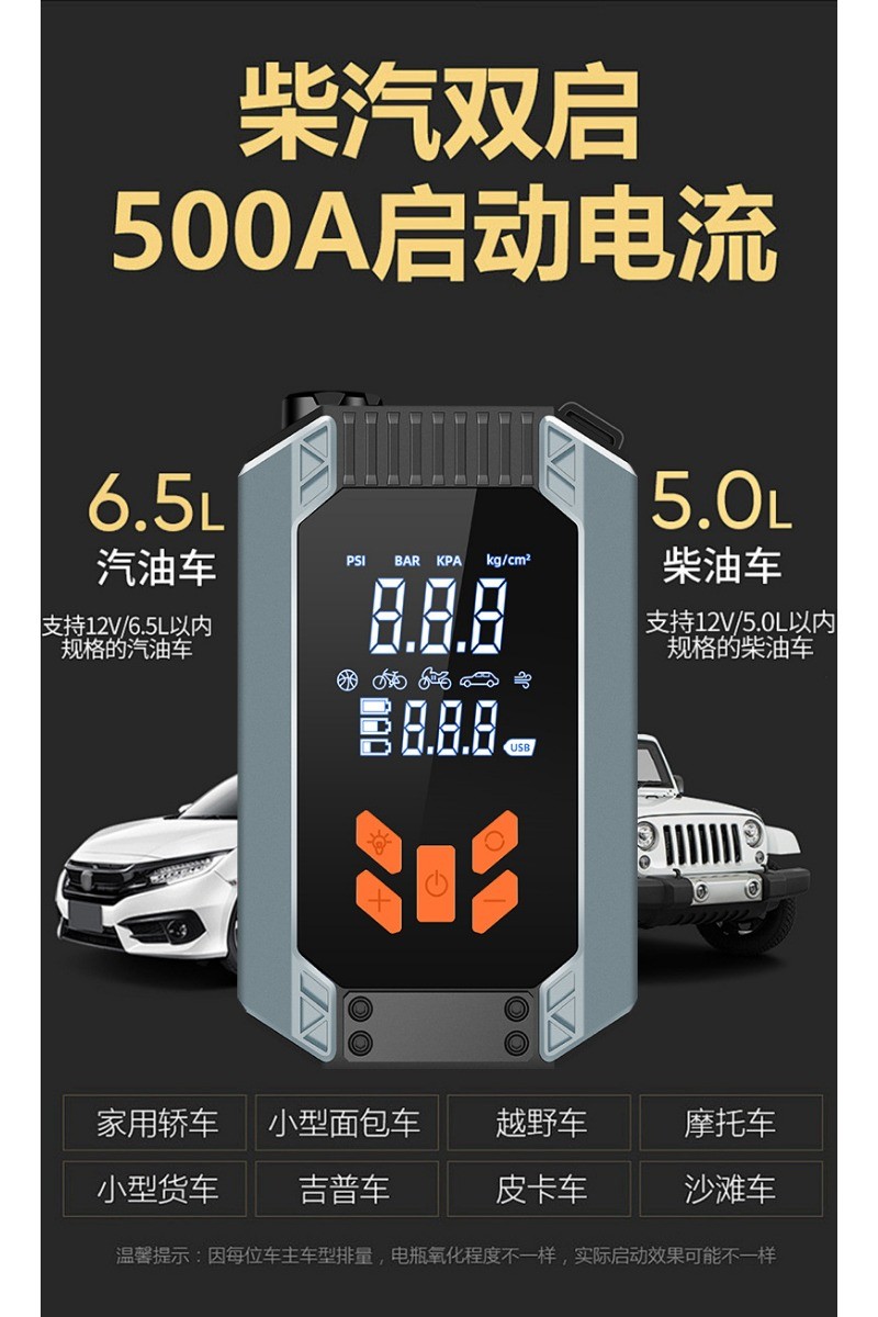 Car Emergency Starter Power Car Wireless Lithium Inflatable Pump ...