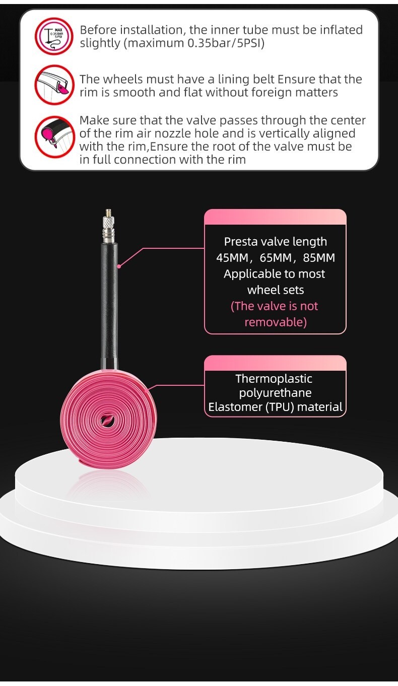 RideNow Bike Inner Tube Presta Valve 700C/16‘’/18'' Bicycle Tyre Ultra