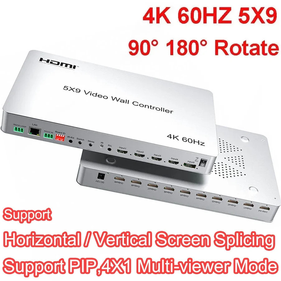 4K 60hz 5x9 HDMI Video Wall Controller 2x2 3x3 9 TV Multi Screen ...