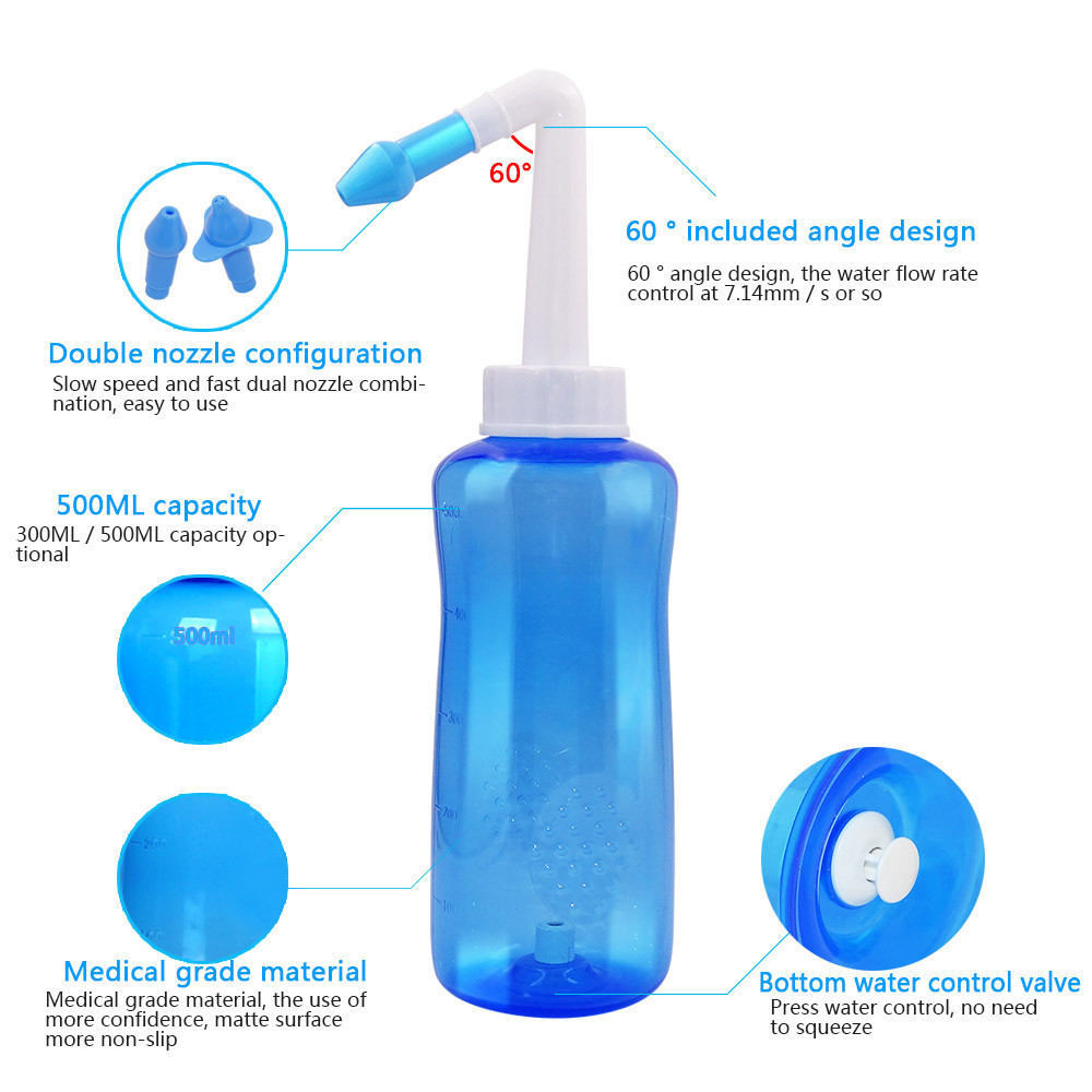 JBMBHC Sinus Rinse Bottle Neti Pot Nasal Wash 300ml/500ml for Kids ...