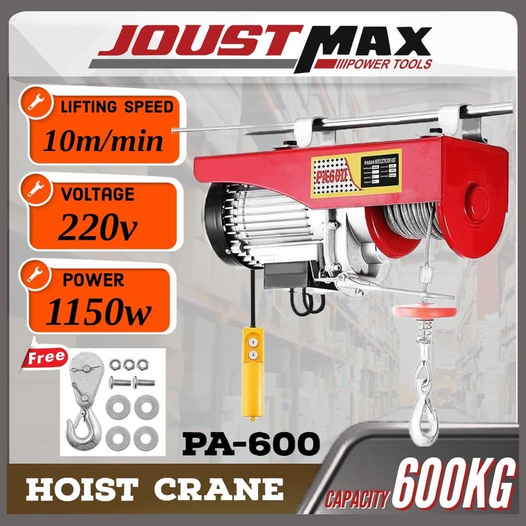 600kg 1150w Wire Rope Electric Hoist Cable Lifting Crane Remote Control ...