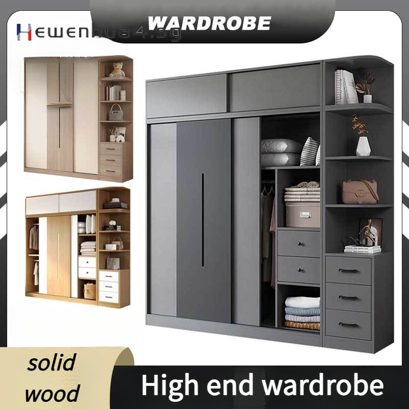 [High-end wardrobes] Solid Wood Sliding Door Wardrobe Drawer Wardrobe ...
