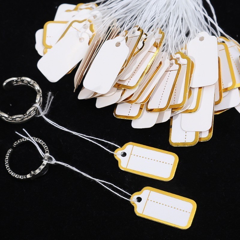 100Pcs Diy Tie String Jewelry Display Label - Business Cards - Gold ...