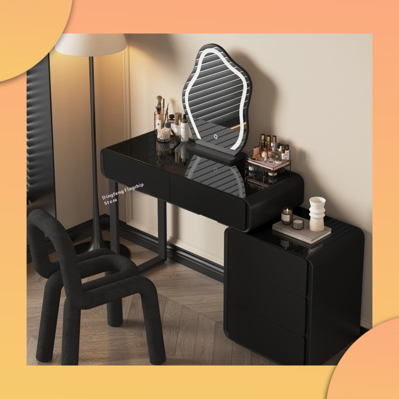 Dressing Table Storage Cabinet Integrated Storage System Pure Black ...