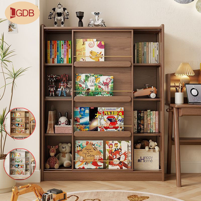 LGDB Rack Solid Wood Bookshelf Floor Rack Bookcase Storage Cabinet ...