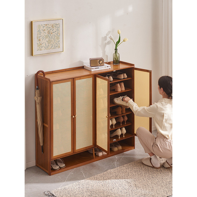 Multi-level Shoe Rack Cabinet Rattan Shoe Cabinet Outdoor Dustproof ...