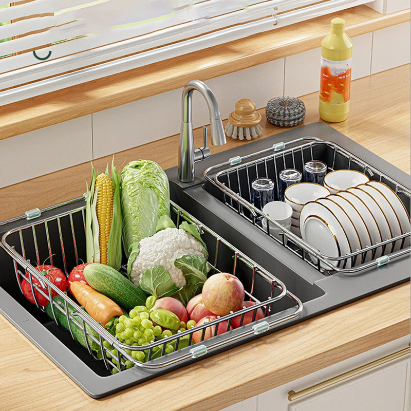 【SG STOCK】304 Stainless Steel Dish Drying Rack Adjustable Kitchen Sink ...