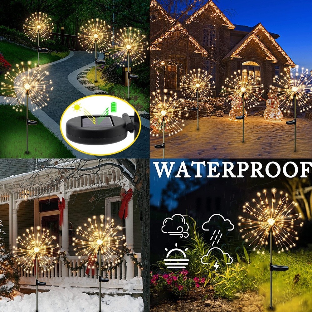 120/90/60LED Fireworks Light Solar Light Outdoor Lighting Solar LED ...