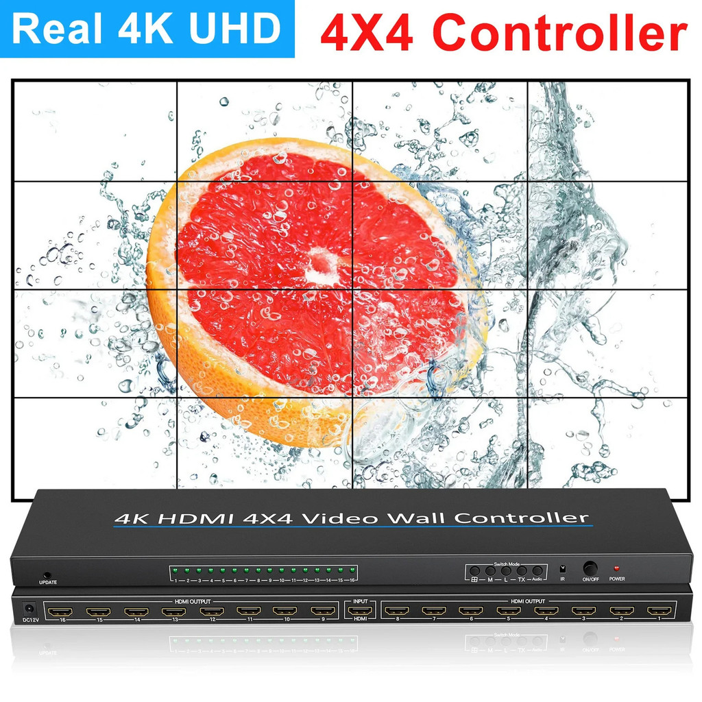 HD 4K 4x4 Wall Controller 16 TV Wall Processor Large Screen Video Wall ...