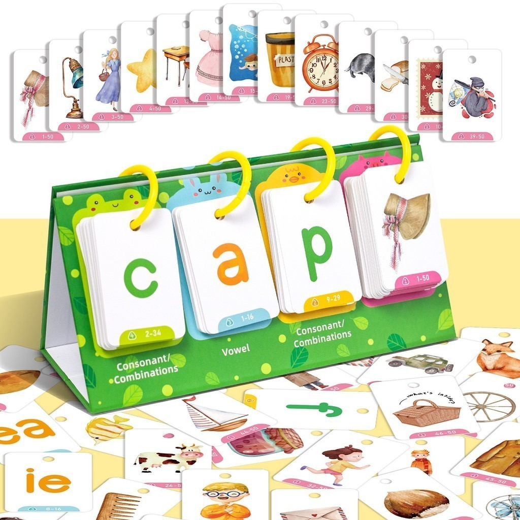 129Pcs Phonics English Flash Card CVC Words Vowel Consonant Desk ...