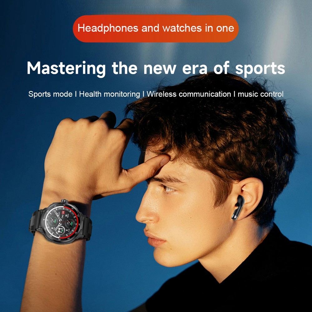Wireless Smart Watch with Integrated Earbuds Round Screen Fitness ...