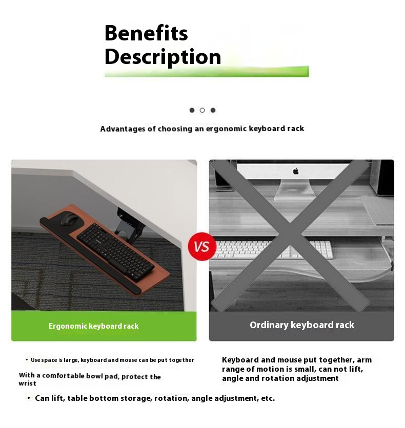 [SG stock][under desk keyboard tray]Computer Keyboard Bracket Rounded ...