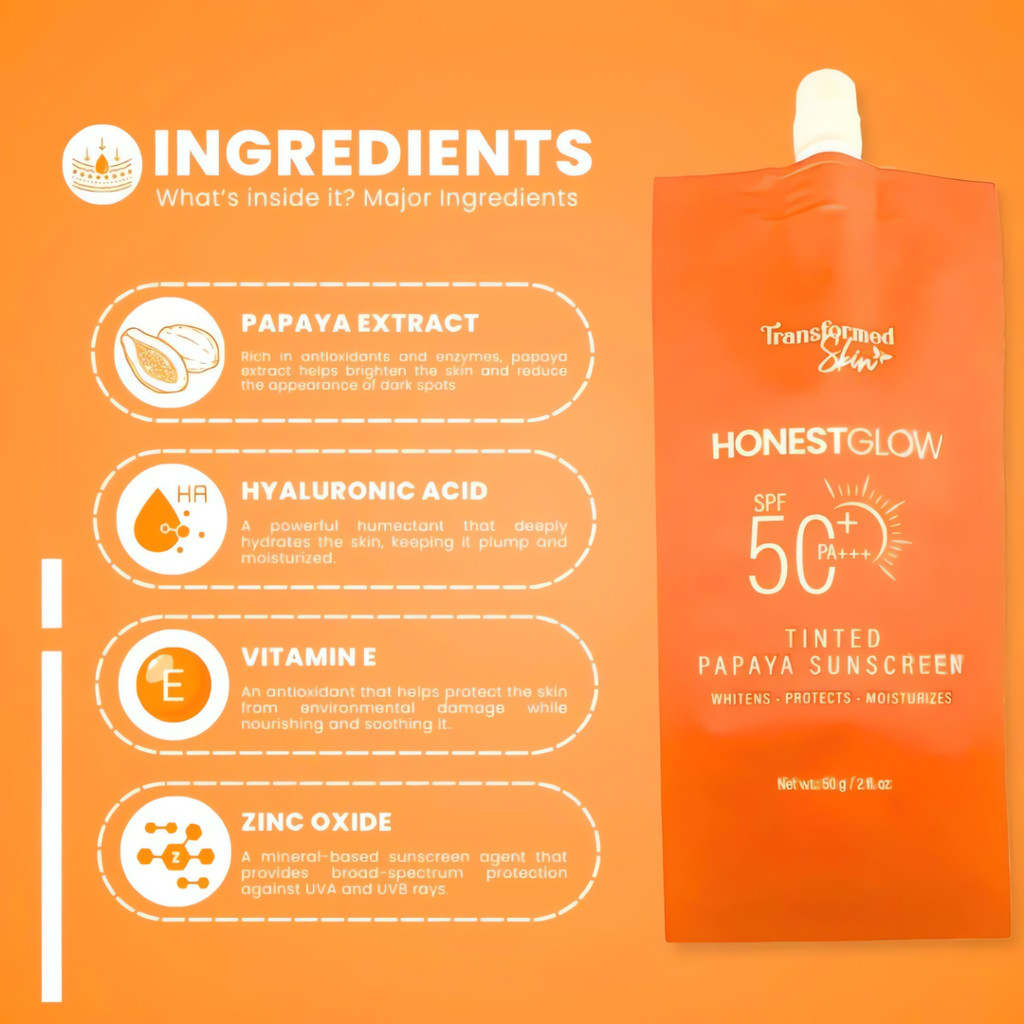 Honest Glow Daily Sunscreen SPF50 UVA/UVB Protection 50g | Shopee Singapore