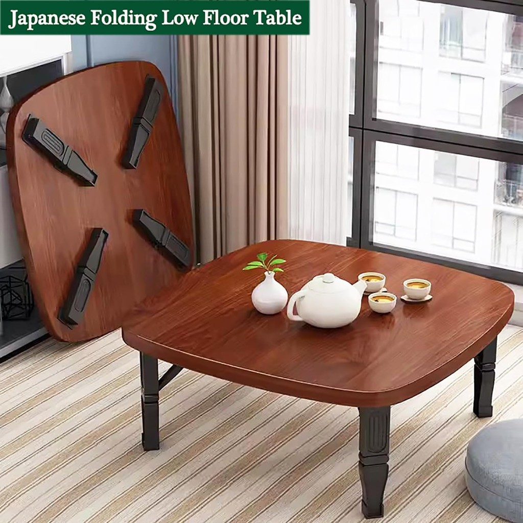 60x60cm Wooden Foldable Coffee Table Low Table for Sitting On The Floor ...