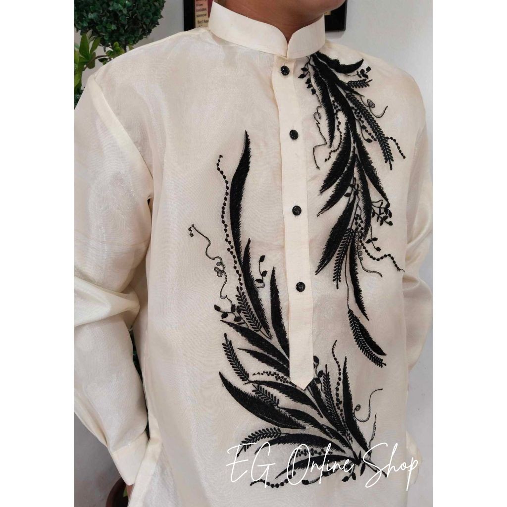 in stock Modern Barong Tagalog Black Talahib Design (No Piping ...