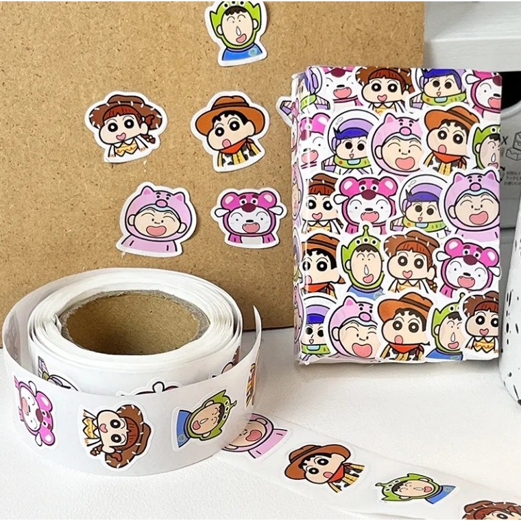 500PCS Denim Crayons Roll Stickers Cute Toy Story Decorative Cartoon ...