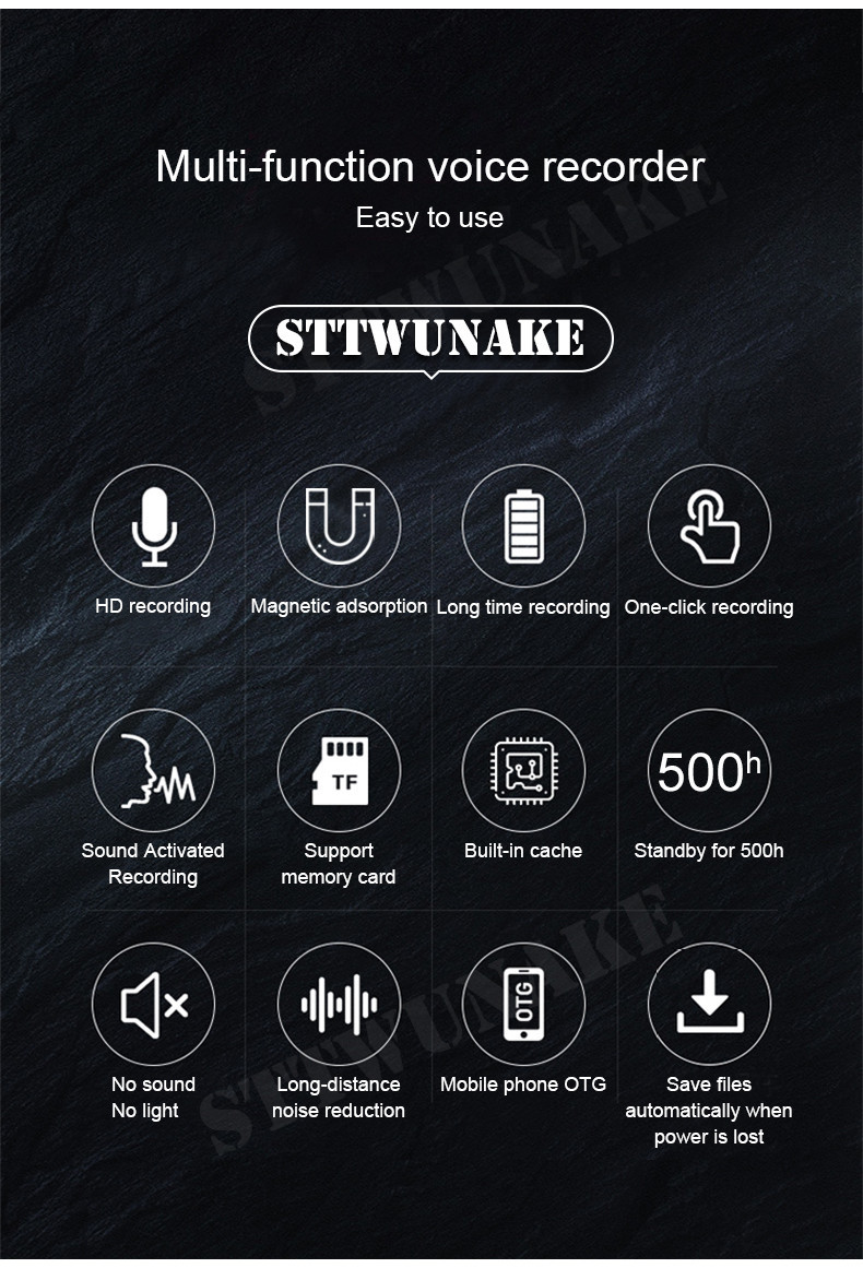 500 Hours Time Mini recorder Mini Voice Activated Recorder Built-in ...