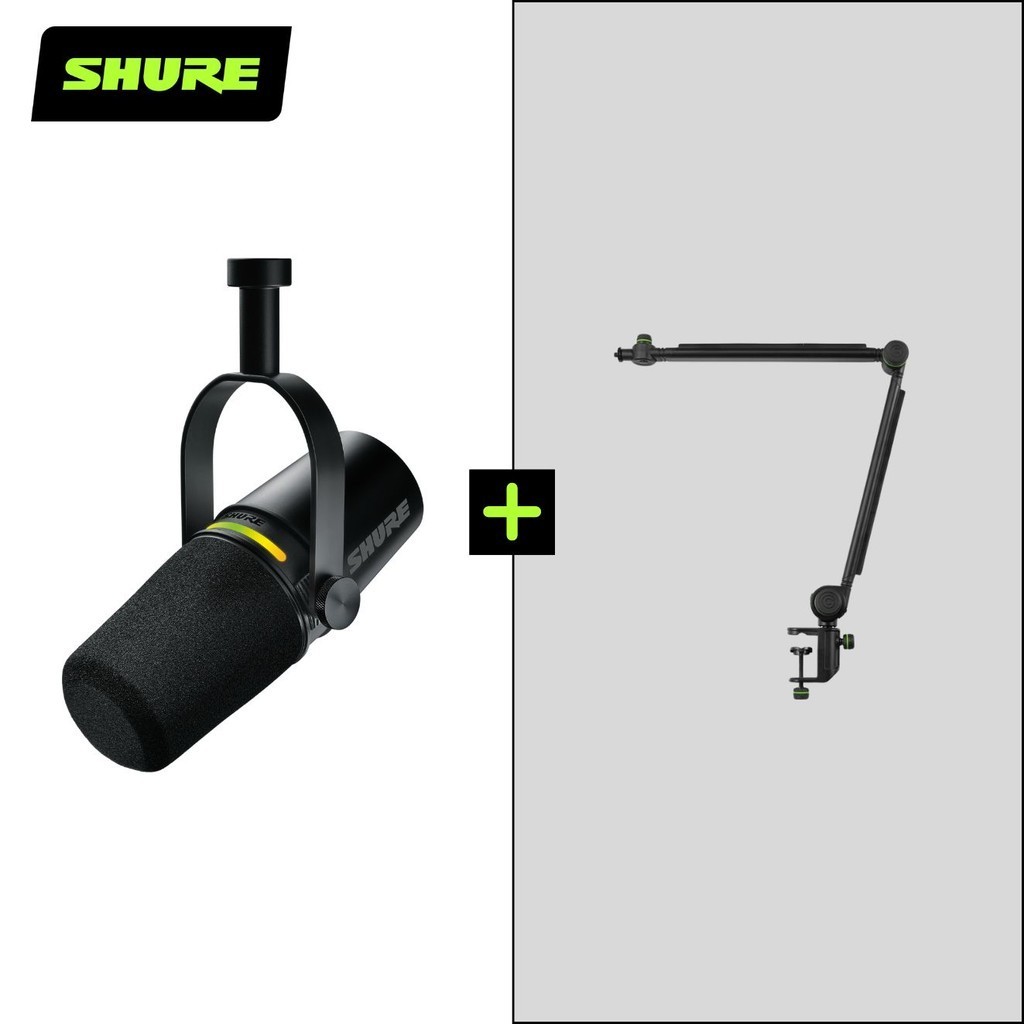 SHURE MV7+ Podcast Microphone with Gravity Microphone Arm Bundle ...