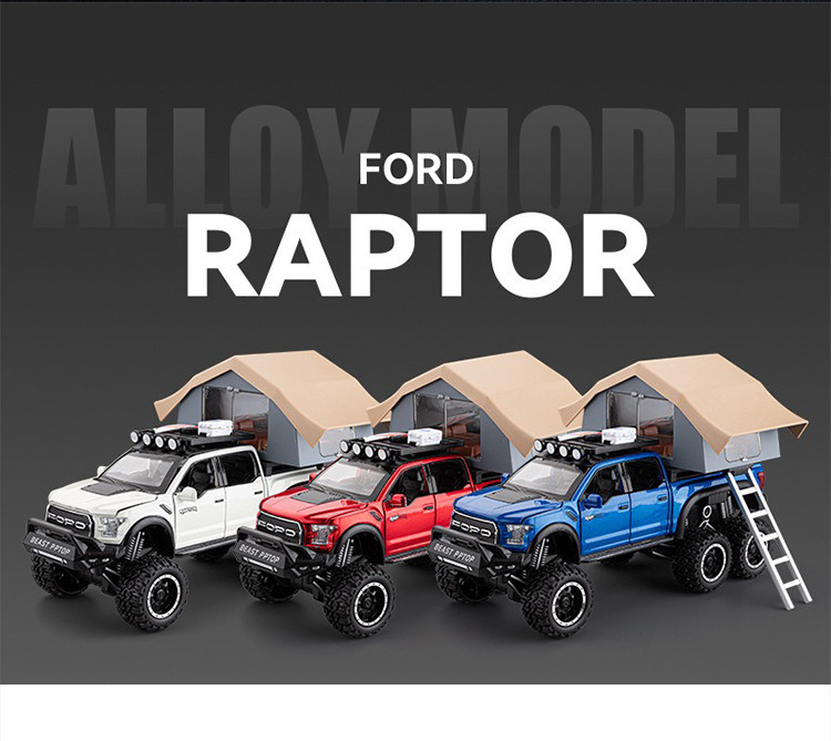 KLT 1:24 FORD F-150 RAPTOR Camping RV Metal Alloy Toys Car Model ...