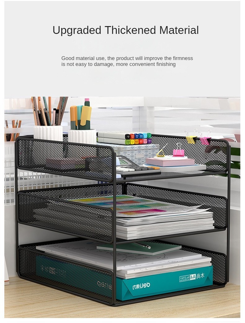Desk Shelf File Storage Rack Book A4 Paper Storage Box Office Bookshelf ...