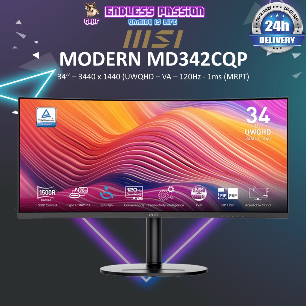 MSI Modern MD342CQP Curved Productivity Monitor - 34 Inch UWQHD VA ...