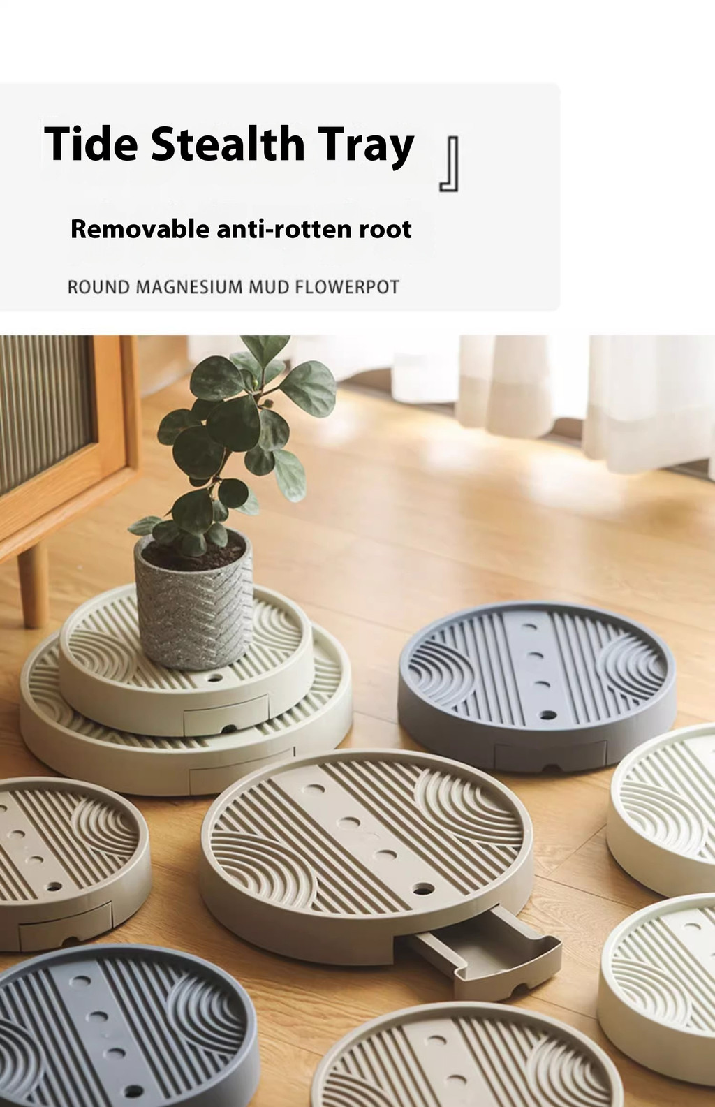 [SG Local Horticulture]Plant Caddy with Wheels and Drainage Tray Round ...