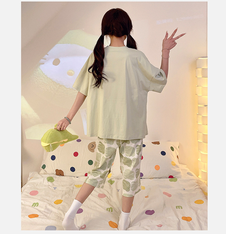 Padded Pyjamas Women Modal Cotton Pajamas Set Short Sleeve 3/4 Length ...