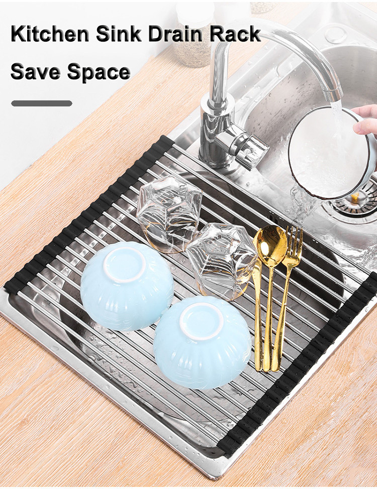 Specool® Kitchen Sink Stainless Steel Drainer Rack Foldable Drain Rack ...