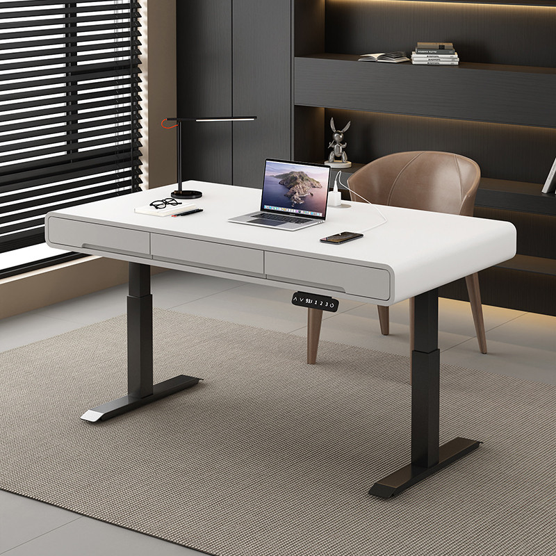 Solid Wood Electric Lifting Table Intelligent Computer Desk Study Desk ...