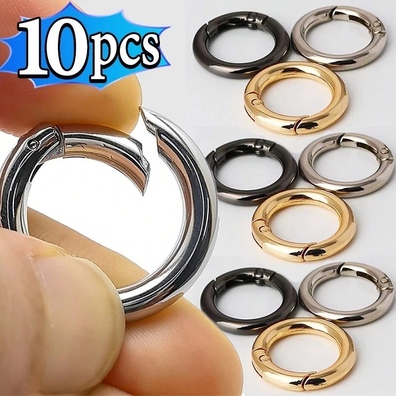 10PCS DIY Jewelry Openable Metal O Ring Spring Clasps - Round Carabiner ...